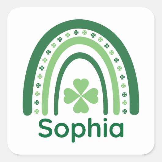 Sticker Carré Sophia Nom Clover Boho Rainbow (Devant)