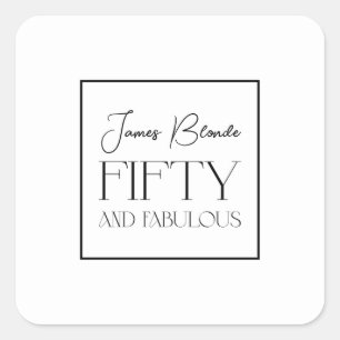 Sticker Carré Sophisticated Unisex Ajouter Nom Cinquantième Anni
