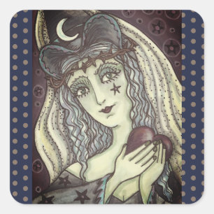 Sticker Carré SORCERESS, BILLETS DE COEUR GOTH WITTER Carré SHEE