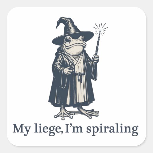 Sticker Carré Sorcier Grenouille Anxieux Drôle ADHD Neurodiversi (Devant)