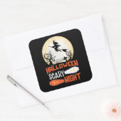 Sticker Carré Sorcière Déplaisante de nuit d'Halloween (Enveloppe)