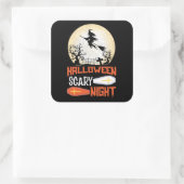Sticker Carré Sorcière Déplaisante de nuit d'Halloween (Sac)