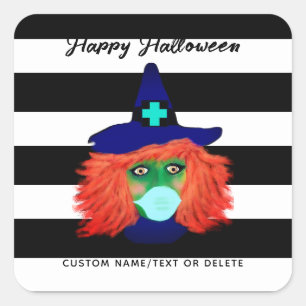 Sticker Carré Sorcière éffrayante Halloween Personnalisée