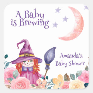 Sticker Carré Sorcière Fleur Douce Cauldron Baby Brassage Douche