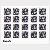 Sticker Carré Sorcière gothique céleste et chat noir (Feuille)