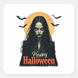 Sticker Carré Sorcière gothique d'Halloween