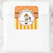 Sticker Carré Sorcière Halloween personnalisée (Sac)