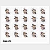 Sticker Carré Sorcière Hamster Mignonne (Feuille)