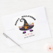 Sticker Carré Sorcière Kitty Face Halloween (Enveloppe)