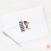 Sticker Carré Sorcière mignonne en Casquette violet Halloween (Enveloppe)