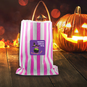 Sticker Carré Sorcière Soupe chaude drôle Halloween Nom personna