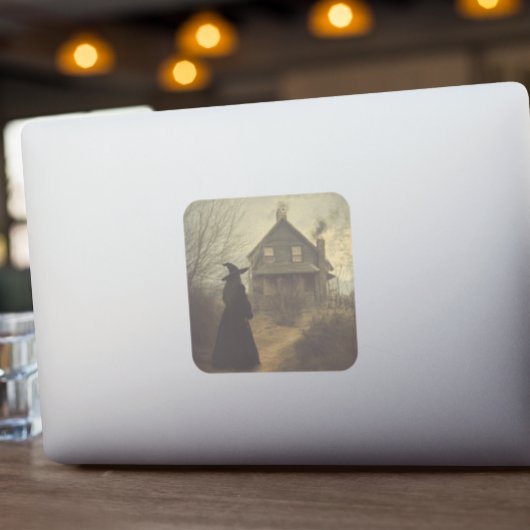 Sticker Carré Sorcière Vintage Halloween