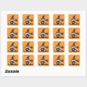 Sticker Carré Sorcière Westie KiniArt Halloween (Feuille)