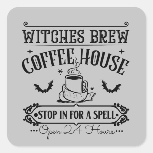 Sticker Carré sorcières cool brassent café Halloween (Devant)