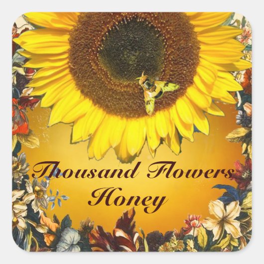 STICKER CARRÉ SOUFFLE ET HONEY BEE FLORAL BEEKEEPING (Devant)