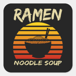 Sticker Carré Soupe de nouilles Ramen Kawaii nouilles japonaises