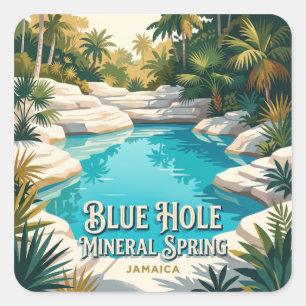 Sticker Carré Source minérale de Blue Hole Negril Jamaïque