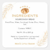 Sticker Carré Sourdough Bread Wheat Ingredient Product (Devant)