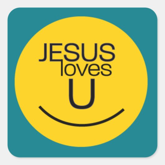 Sticker Carré Souriez...Jésus Vous Aime (Devant)