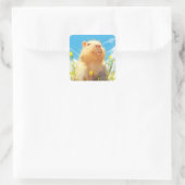 Sticker Carré Sourire de Capybara idiot (Sac)
