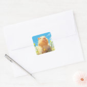Sticker Carré Sourire de Capybara idiot (Enveloppe)