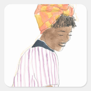 Sticker Carré Sourire fort et beau de femme