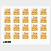 Sticker Carré Sourire Mignon de Capybara (Feuille)