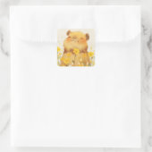 Sticker Carré Sourire Mignon de Capybara (Sac)