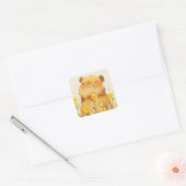 Sticker Carré Sourire Mignon de Capybara (Enveloppe)