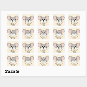 Sticker Carré souris cool souris souris animaux de compagnie des