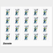 Sticker Carré Souris en fermier avec gâteau (Feuille)