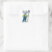 Sticker Carré Souris en fermier avec gâteau (Sac)