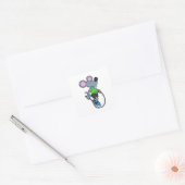 Sticker Carré Souris en forme avec corde (Enveloppe)