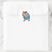Sticker Carré Souris en tant que coureur avec bandeau (Sac)