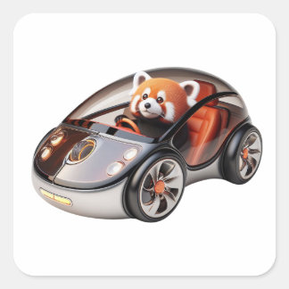 Sticker Carré Souris PC hybride - avec pilote Panda rouge 02.