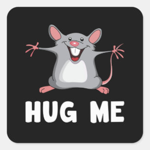 Sticker Carré Souris Rat Animal Poète Fromage Aimer Funny Gift I