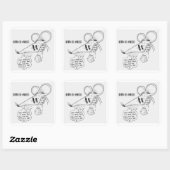 STICKER CARRÉ SOURIS TRICKY (Feuille)