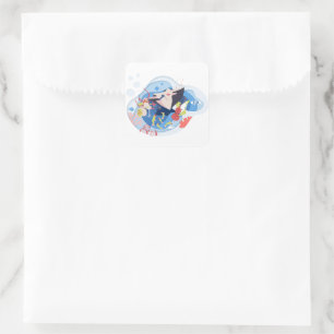 Sticker Carré Sous la mer Marine Animals Chanson de musique