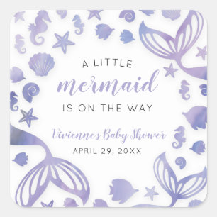 Sticker Carré Sous le Baby shower des sirènes de mer