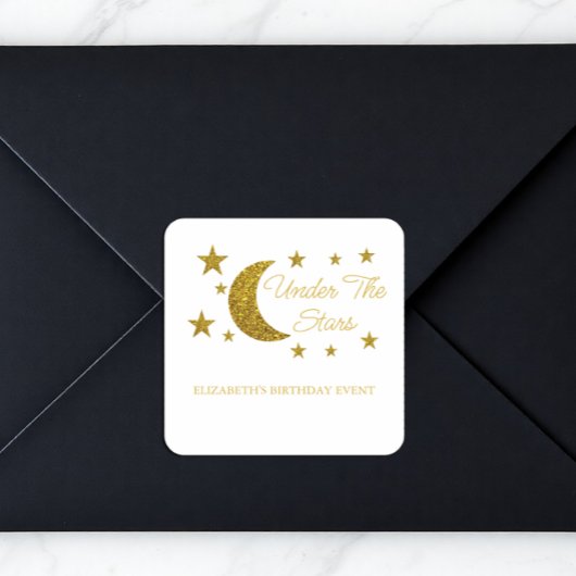 Sticker Carré Sous les étoiles Anniversaire