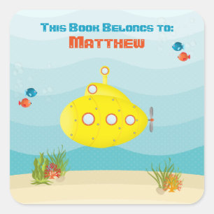 Sticker Carré Sous-marin jaune profond