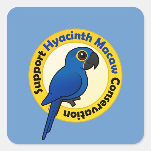 Sticker Carré Soutenez Hyacinth Macaw Conservation (Devant)