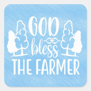Sticker Carré Soutenez l'agriculteur, la dame de la campagne pou