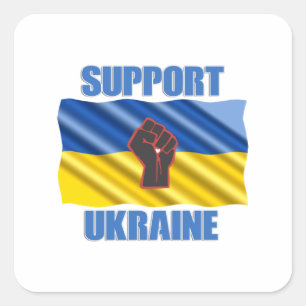 Sticker Carré Soutenez l'Ukraine - Paix et Amour pour l'Ukraine