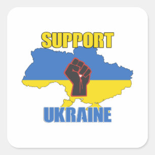 Sticker Carré Soutenez l'Ukraine - Paix et Amour pour l'Ukraine