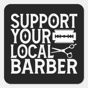 Sticker Carré Soutenez Votre Coiffeur Local 2024