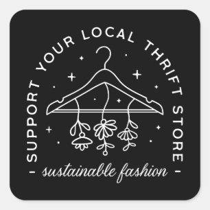 Sticker Carré Soutenez votre friperie locale d'occasion