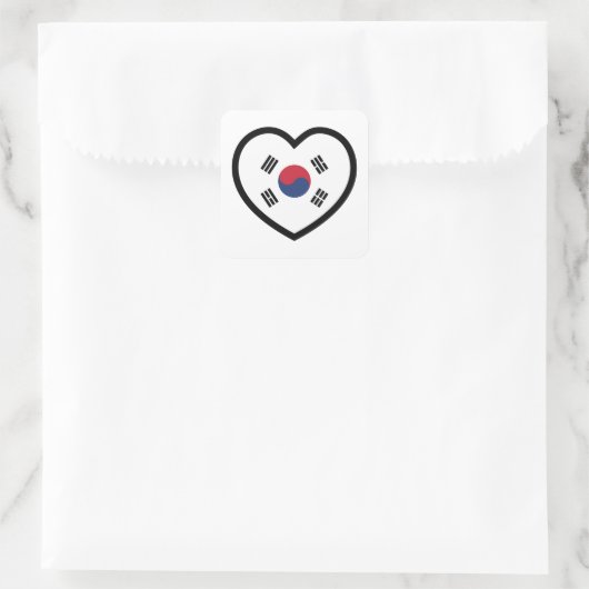 Sticker Carré South Korea Flag Heart (Sac)