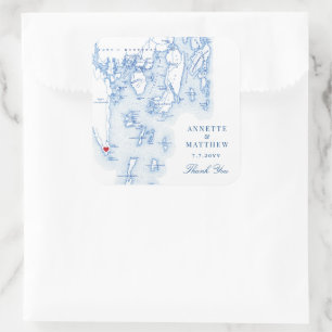 Sticker Carré Southport Boothbay Harbour Maine Wedding Favoriser
