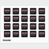Sticker Carré Soutien de l'équipe Leopard Rose guerrier Cancer d (Feuille)